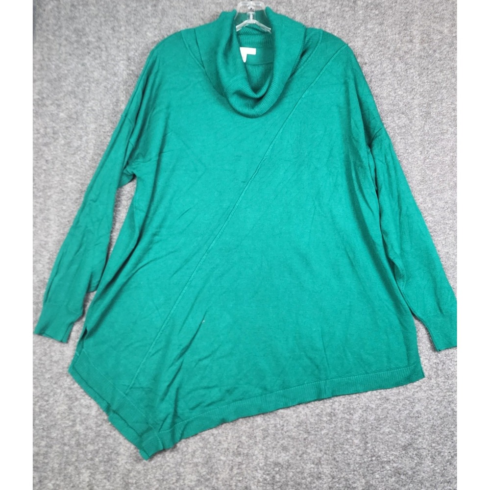 Cato Tunic Sweater Women 18/20W Green Cowl Neck Asymmetrical Hem Long‎ Sleeve